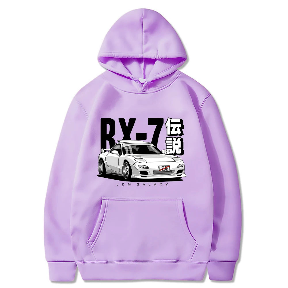 JDM Hoodie Vintage RX7 FD Drift Japanese Cars Printed Loose Sweatshirt Harajuku Tracksuit Men Streetwear Pullover Tops