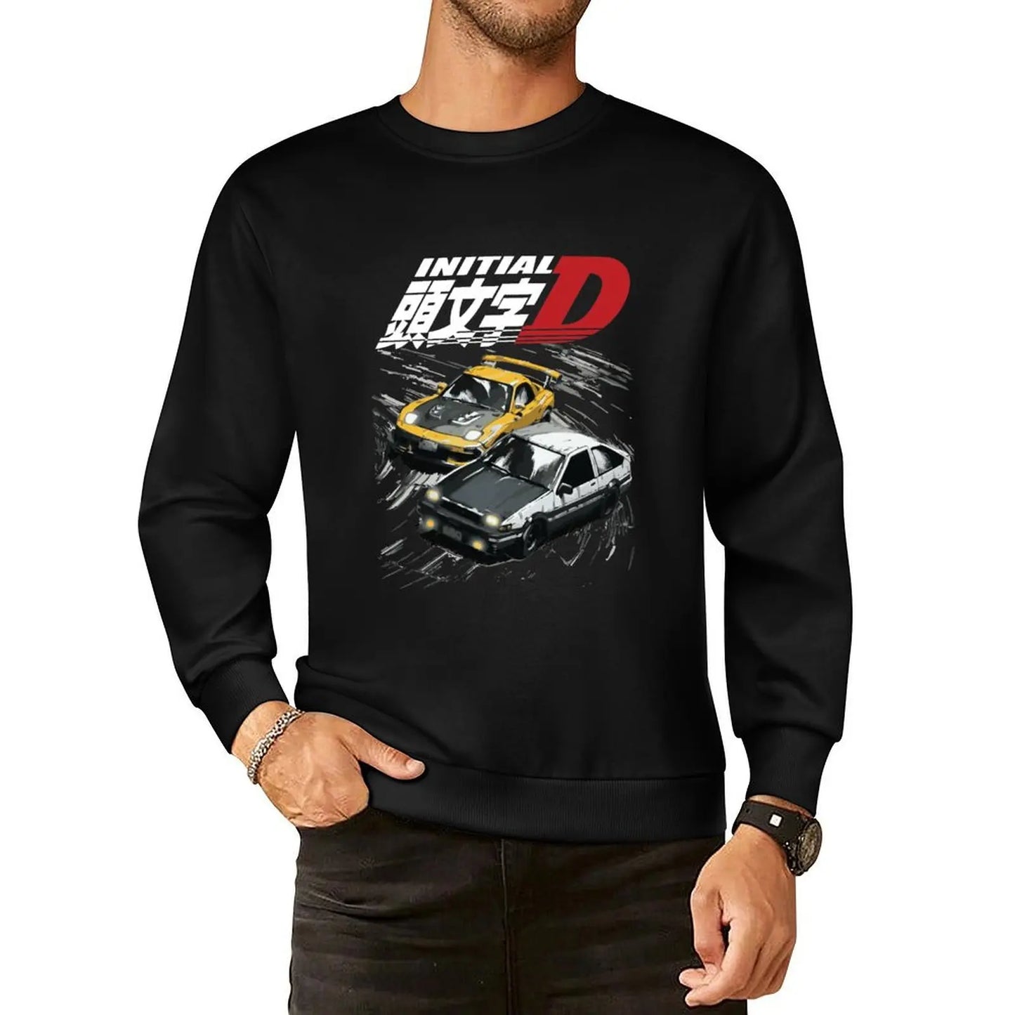 Mountain Drift Racing Initial D Tandems AE86 vs FD rx-7 Pullover Hoodie men's coat mens clothing male clothes anime sweatshirt