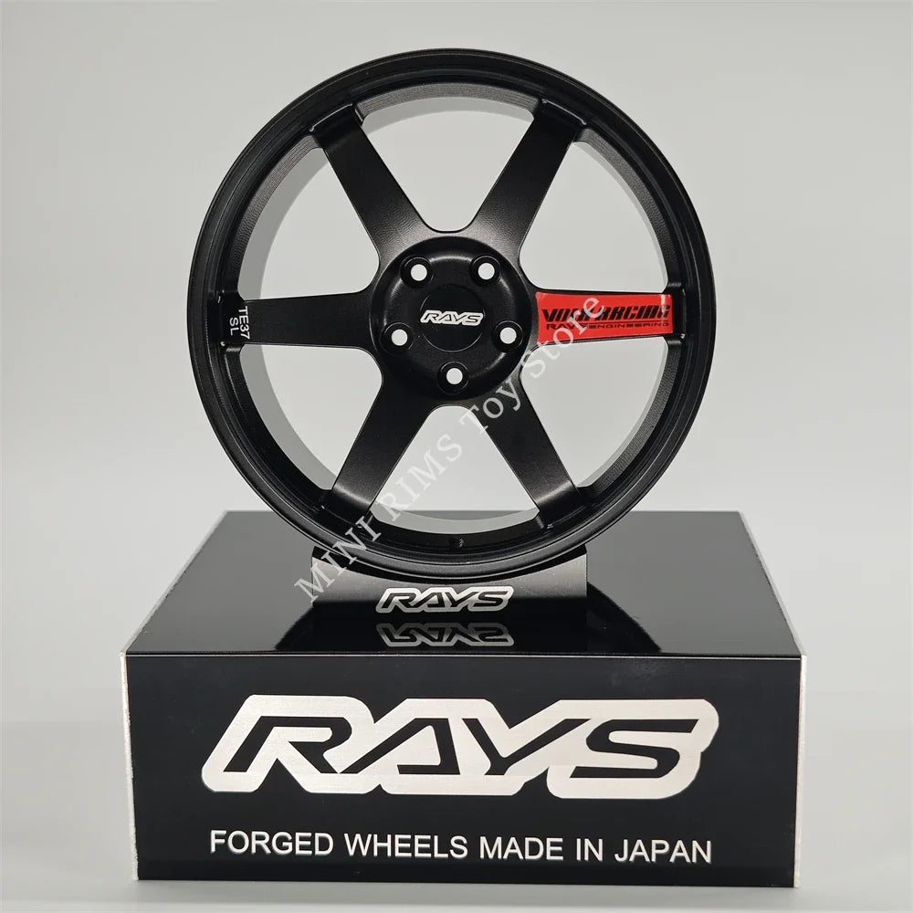 TE37 black Car Model Aluminum Forged Rims BBS RAYS Wheel Display Chalk