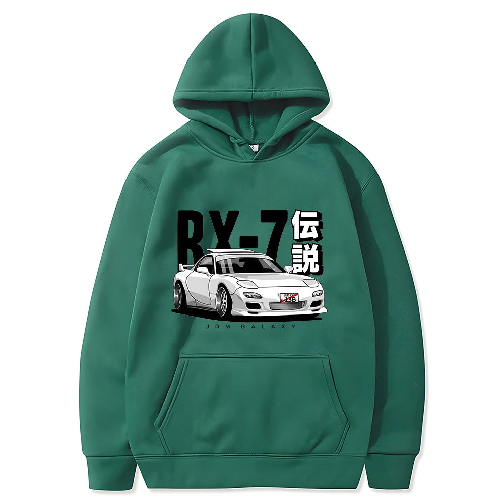 JDM Hoodie Vintage RX7 FD Drift Japanese Cars Printed Loose Sweatshirt Harajuku Tracksuit Men Streetwear Pullover Tops