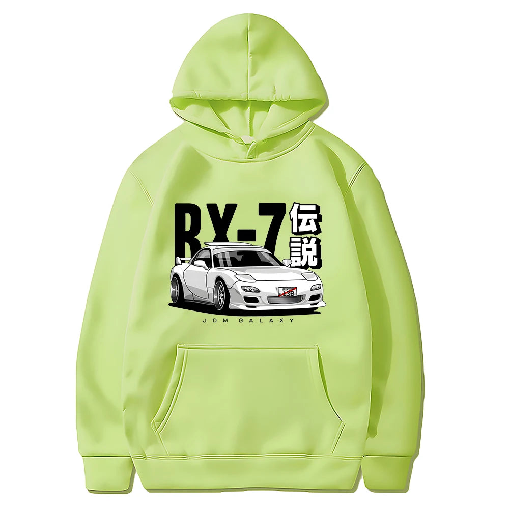 JDM Hoodie Vintage RX7 FD Drift Japanese Cars Printed Loose Sweatshirt Harajuku Tracksuit Men Streetwear Pullover Tops