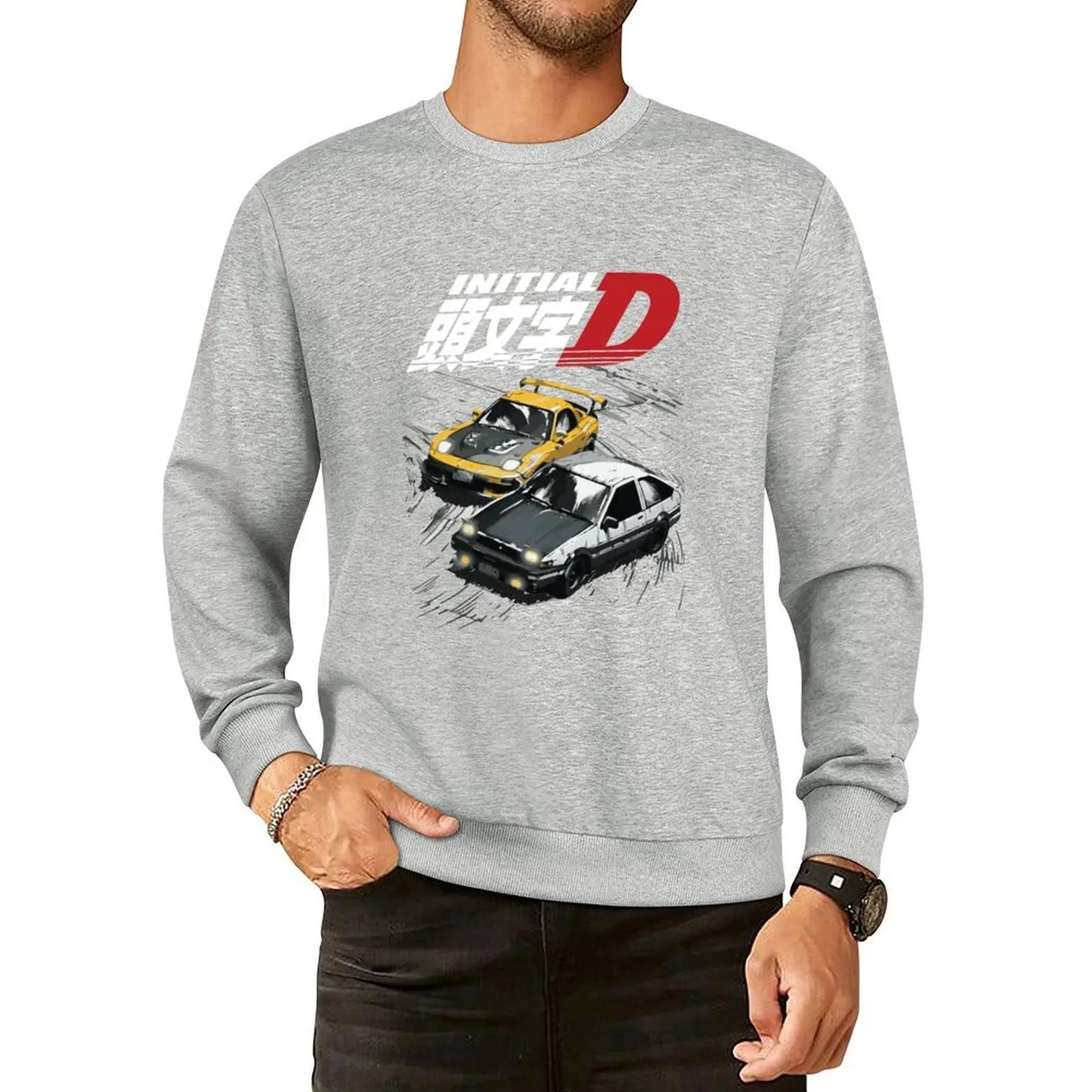 Mountain Drift Racing Initial D Tandems AE86 vs FD rx-7 Pullover Hoodie men's coat mens clothing male clothes anime sweatshirt