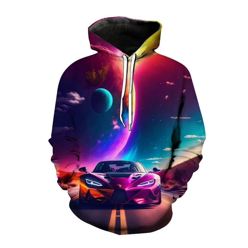 Sports Car 3d Printed Funny Graphic Hoody Men's Casual Clothing Cyberpunk Fashion Sweatshirts Street Hooded Pullovers Male Hoody