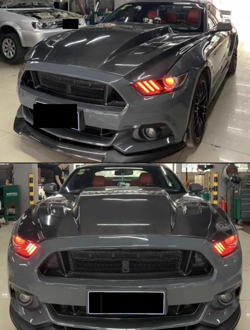 High Quality Resin/Carbon Fiber Hood for Ford Mustang 2015-2017 Modified Light Weight