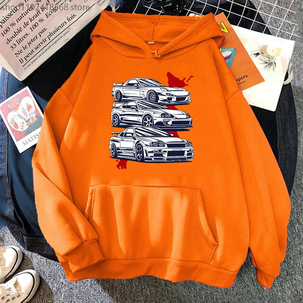 Japan Anime Men Hoodies Initial D Hoodie Cool Car Print Hoody Harajuku Casual Sweatshirt Loose Fit Fashion Hip Hop Streetwear