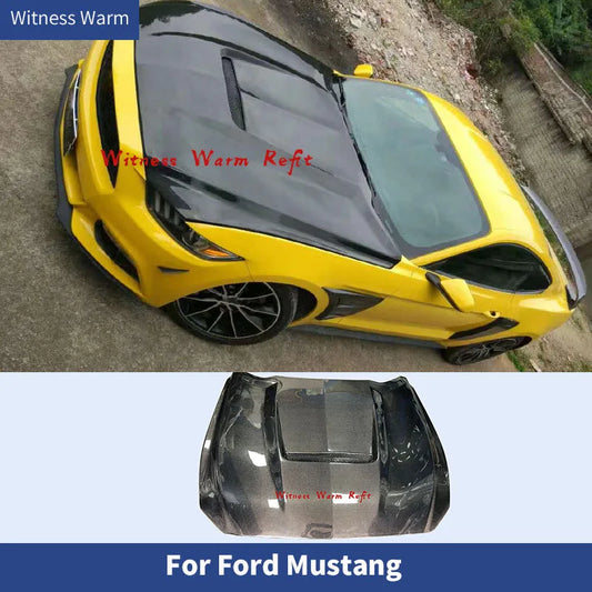 High Quality Carbon Fiber / Frp Unpainted Engine Hood Bonnets Engine Covers Car Styling for Ford Mustang Gt350 Car Body Kit