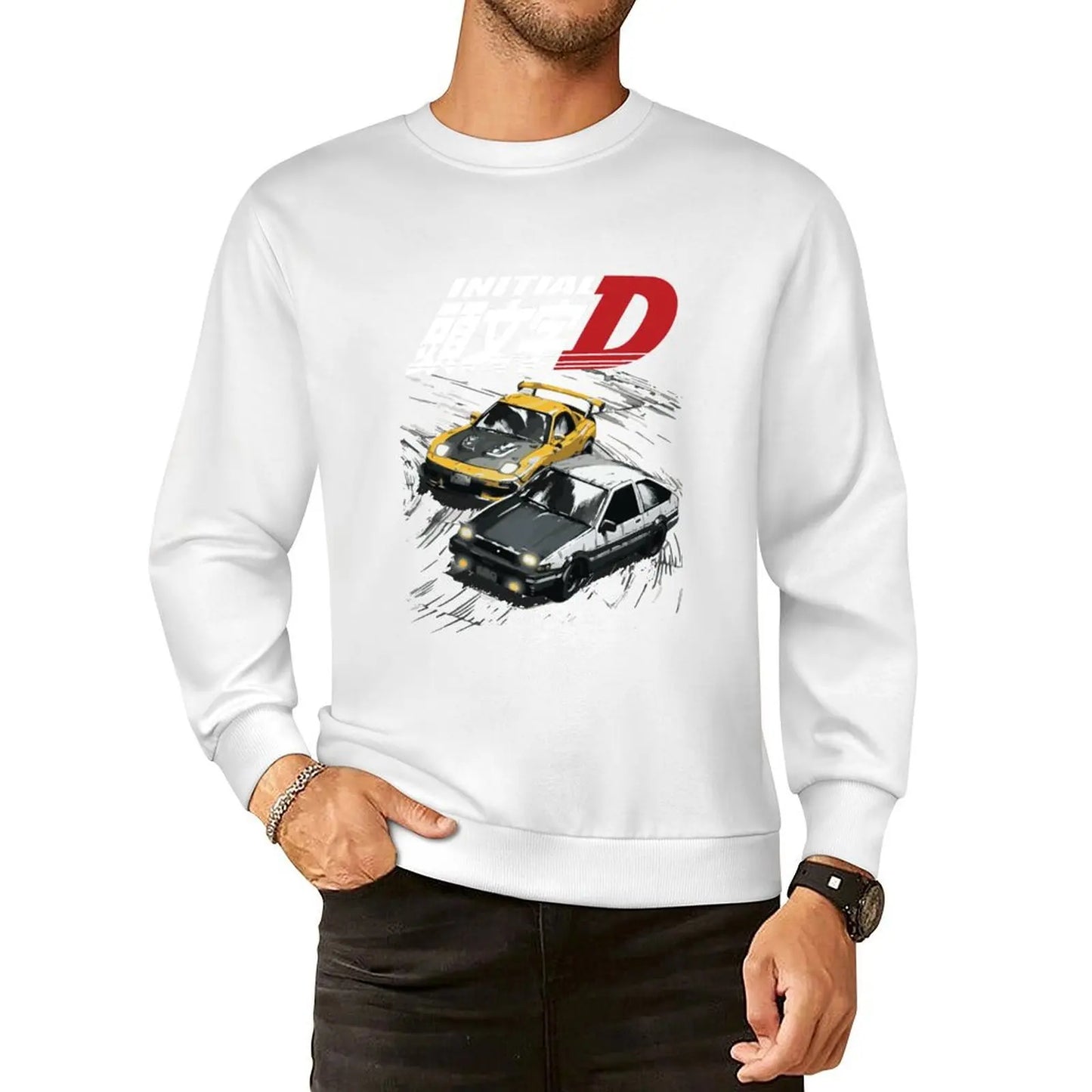 Mountain Drift Racing Initial D Tandems AE86 vs FD rx-7 Pullover Hoodie men's coat mens clothing male clothes anime sweatshirt