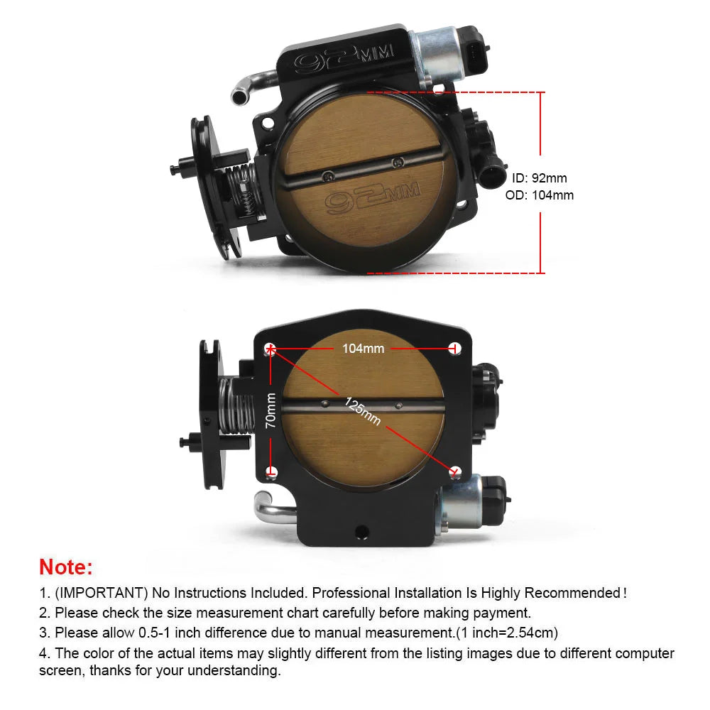 92mm/102mm High Flow Billet Aluminum Throttle Body With TPS Sensor For LS1 LS2 LS3 LS6 LSX Car Modification Parts Black TT102152