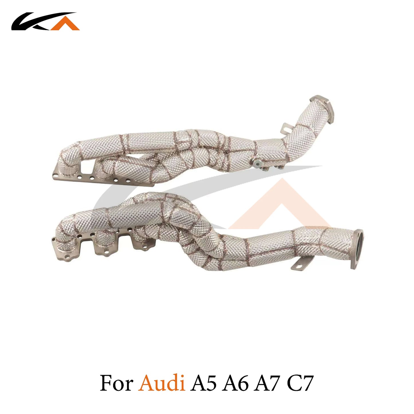 KA Tuning manifold exhaust system steel headers for Audi A5 A6 A7 S5 C7 3.0 performance parts with heat shield