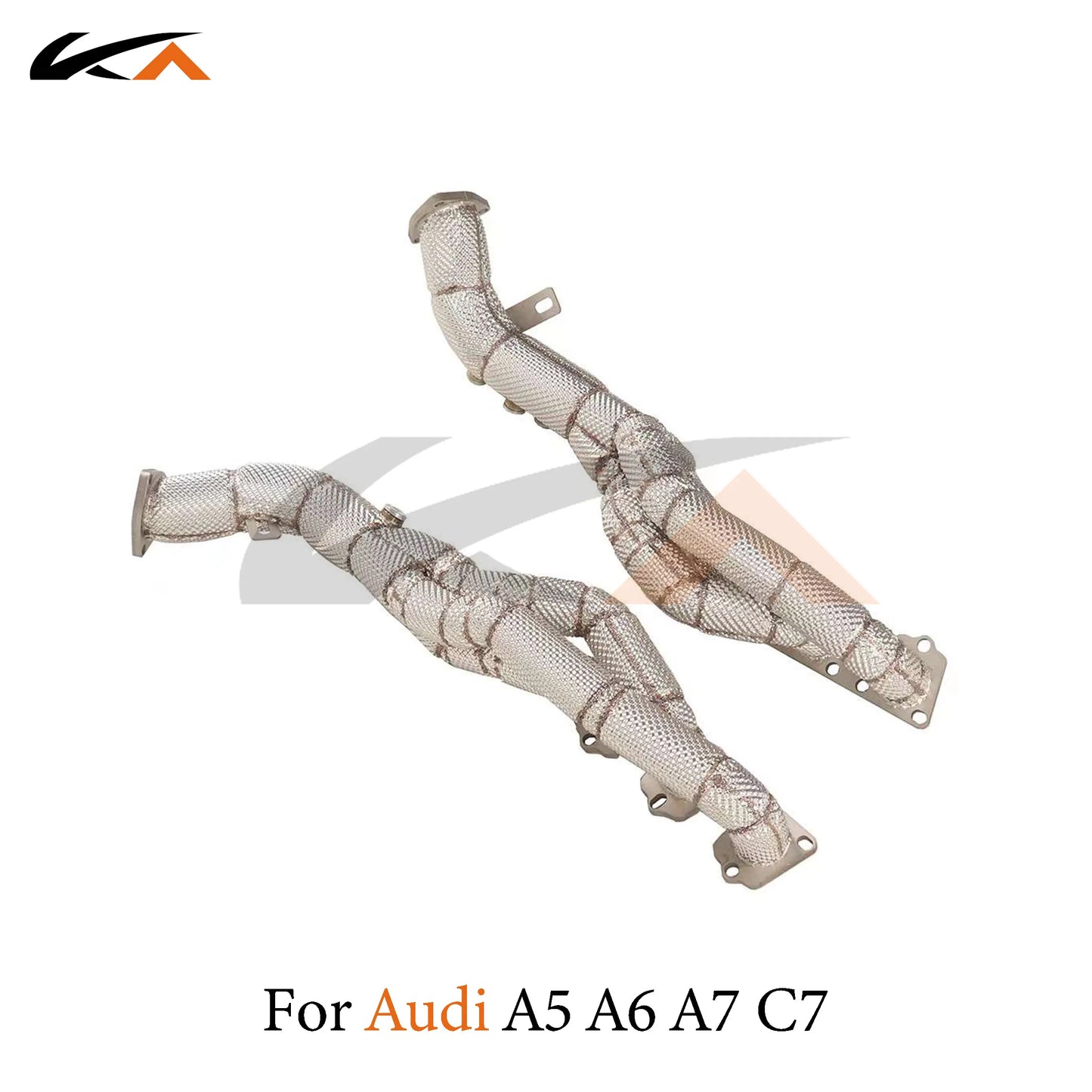 KA Tuning manifold exhaust system steel headers for Audi A5 A6 A7 S5 C7 3.0 performance parts with heat shield