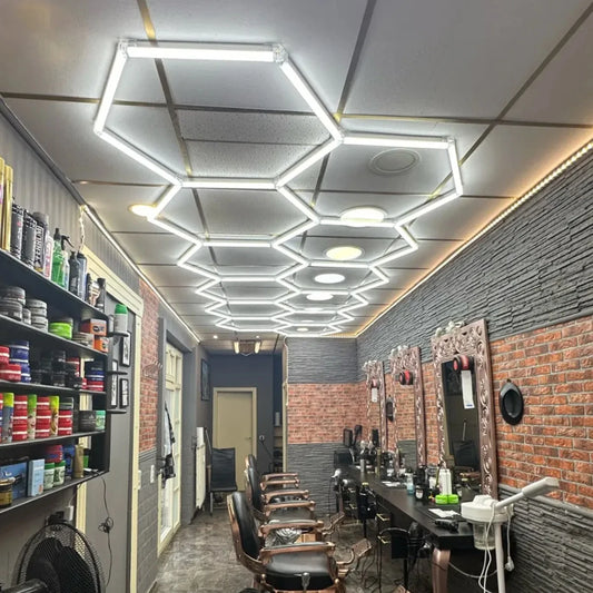 Cutomized Honeycomb LED Car Detailing Ceiling Light AC85-265V Hexagon Garage Light For Showroom Workshop Barber DIY Accessories