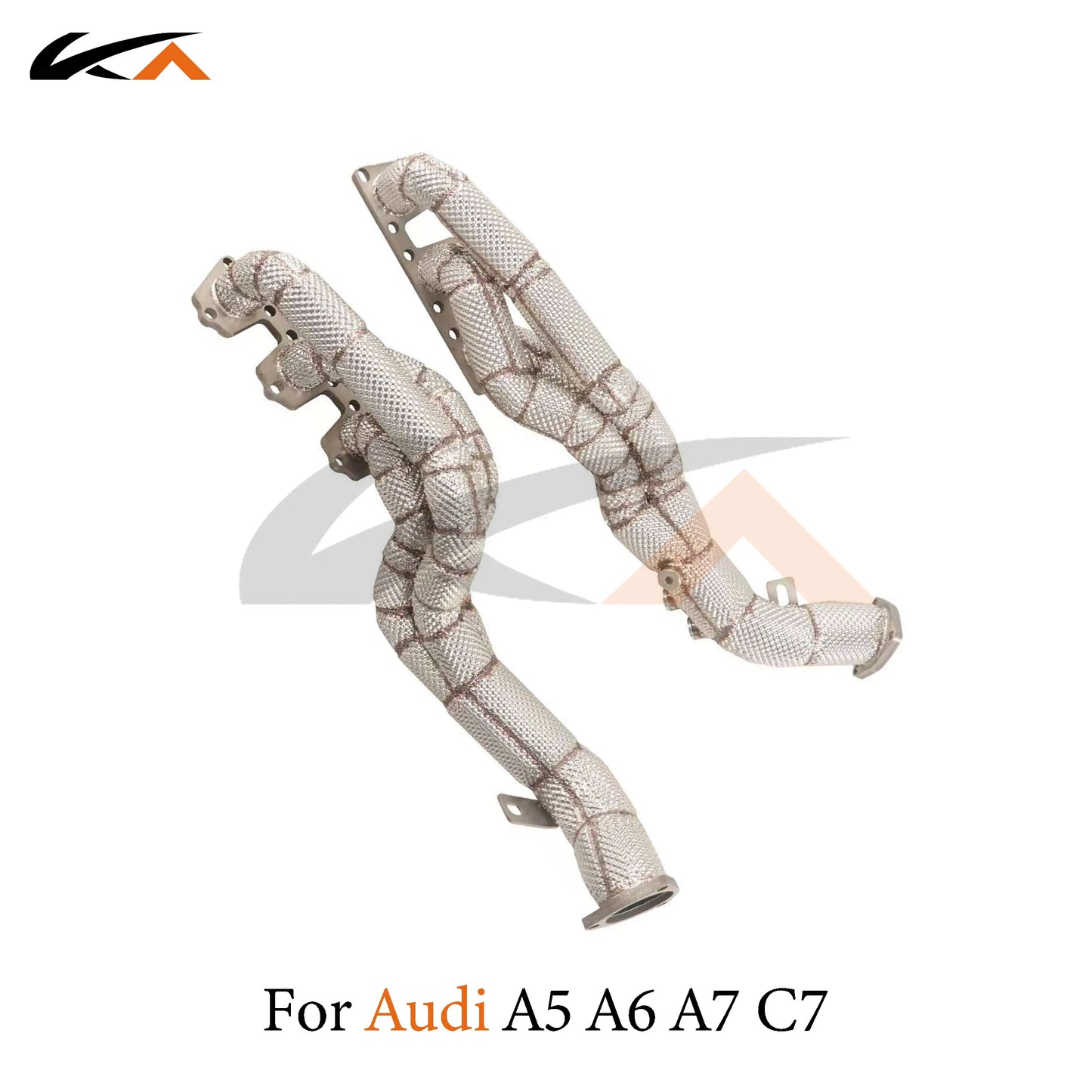 KA Tuning manifold exhaust system steel headers for Audi A5 A6 A7 S5 C7 3.0 performance parts with heat shield