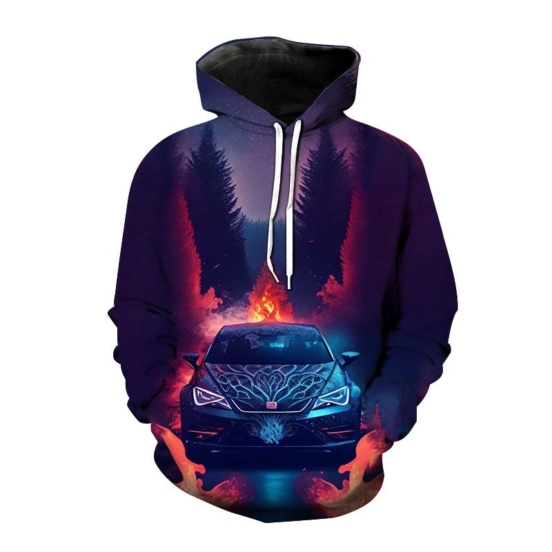 Sports Car 3d Printed Funny Graphic Hoody Men's Casual Clothing Cyberpunk Fashion Sweatshirts Street Hooded Pullovers Male Hoody