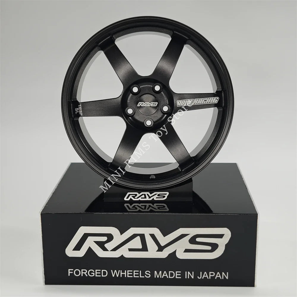 TE37 black Car Model Aluminum Forged Rims BBS RAYS Wheel Display Chalk