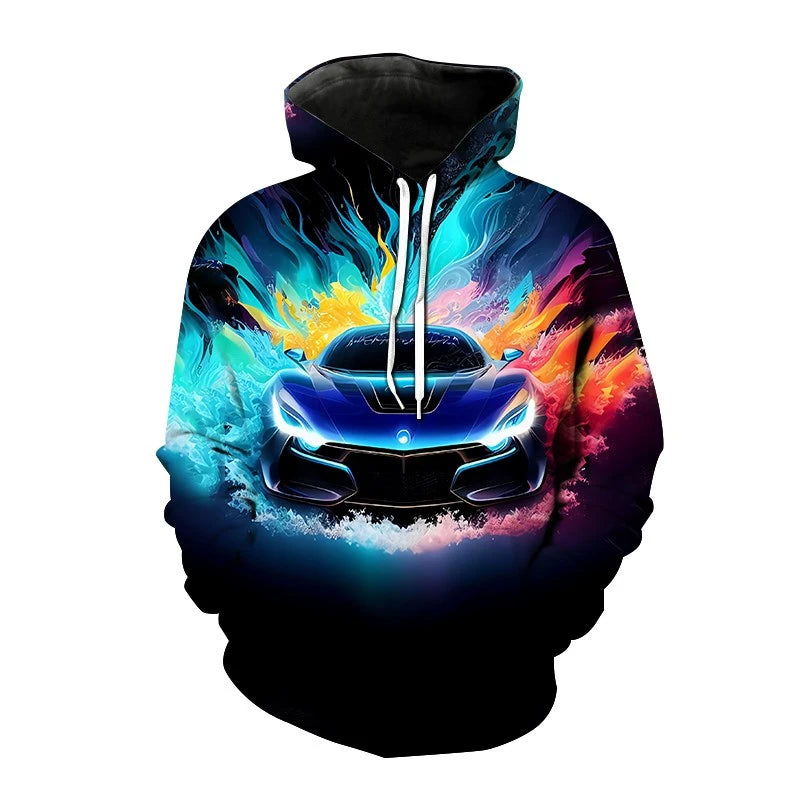 Sports Car 3d Printed Funny Graphic Hoody Men's Casual Clothing Cyberpunk Fashion Sweatshirts Street Hooded Pullovers Male Hoody