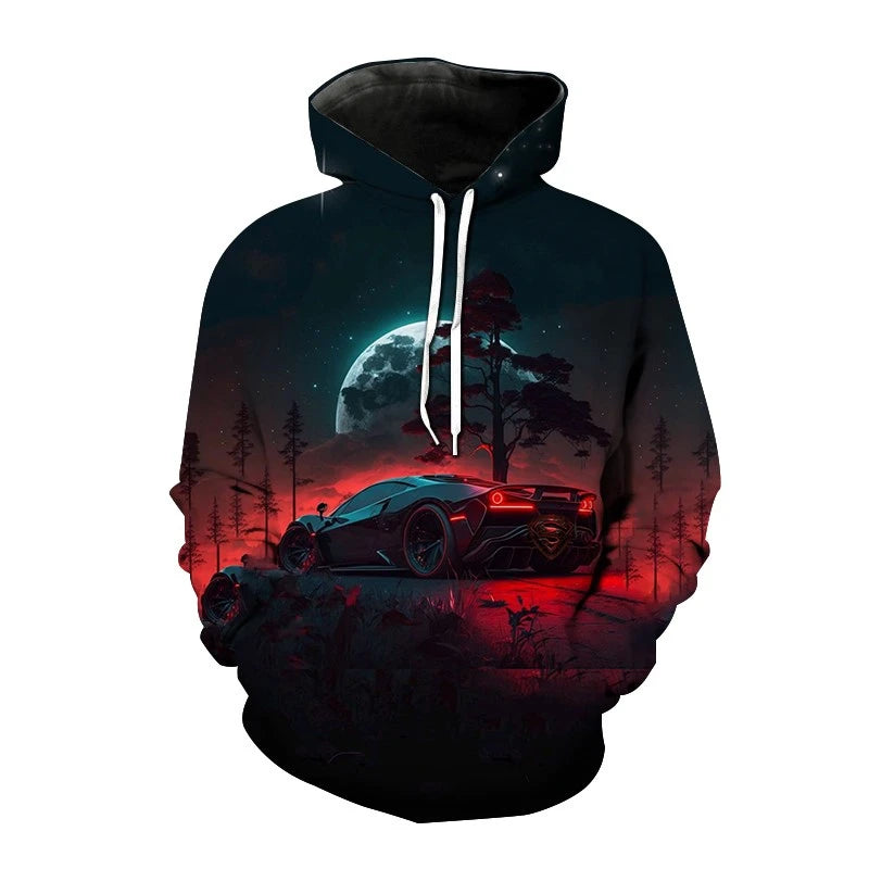 Sports Car 3d Printed Funny Graphic Hoody Men's Casual Clothing Cyberpunk Fashion Sweatshirts Street Hooded Pullovers Male Hoody