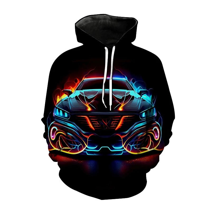 Sports Car 3d Printed Funny Graphic Hoody Men's Casual Clothing Cyberpunk Fashion Sweatshirts Street Hooded Pullovers Male Hoody