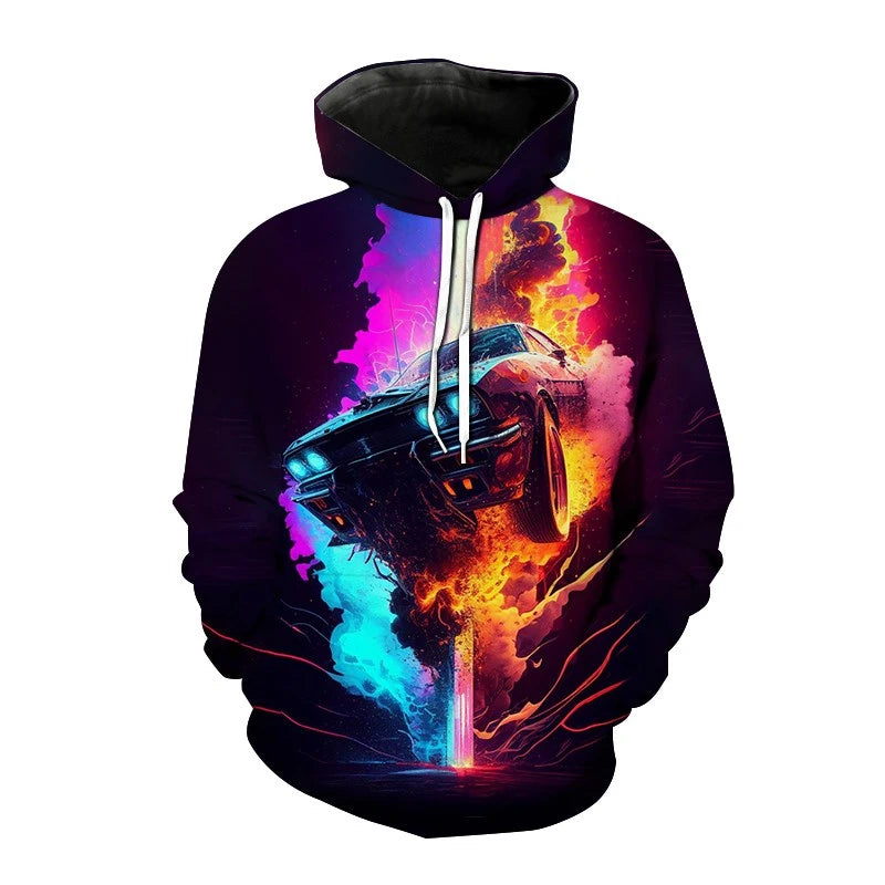 Sports Car 3d Printed Funny Graphic Hoody Men's Casual Clothing Cyberpunk Fashion Sweatshirts Street Hooded Pullovers Male Hoody